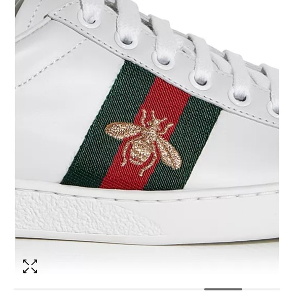 White soft leather Gucci woman’s sneakers. Size7 worn 4-5 times. - Picture 2 of 8